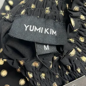 Yumi‎ Kim Black Gold Polka Dot Lexington Top High Ruched Neck Long Sleeve Office thumbnail 7