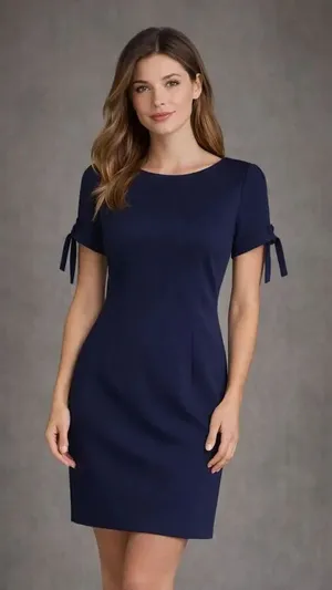 Karl Lagerfeld Navy Knee Length Short Sleeve Cocktail Dress Size 2 757 thumbnail 1