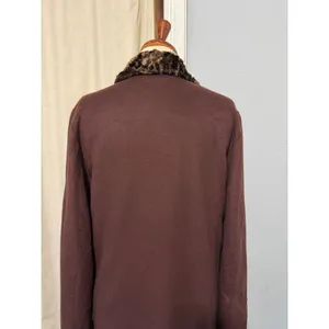 1980s Estuary Lenka K Brown Wool Blend Faux Fur Collar Longline Button Coat thumbnail 15