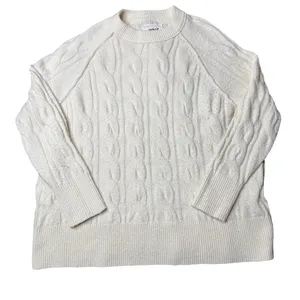 Aerie unREAL Cable Knit Sweater XS Oversized Cream Cozy thumbnail 6