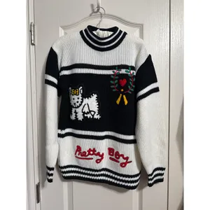 Vintage Pretty Boy Dog Chunky Graphic‎ Knit Sweater Coquette Granny Dopamine thumbnail 2