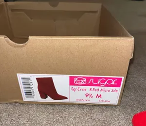 Red Suede Booties Size 9.5 thumbnail 3