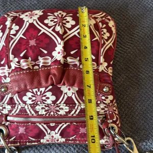 Fossil‎ Red Floral Canvas Leather Trim Crossbody Bag Small Messenger Purse thumbnail 10