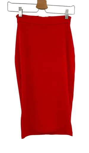 Meshki Cutout Back Gold M Hardware Bodycon Pencil Midi Skirt Red Size XS thumbnail 1