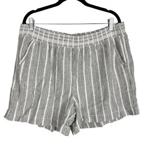 Briggs Women's Linen Blend 4 Pocket Woven Casual Pull-on Shorts Black Size XL thumbnail 3