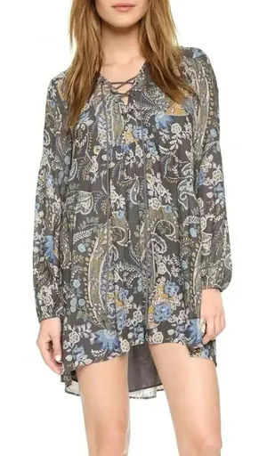 FREE PEOPLE Rain or Shine Paisley‎ Tunic size Small thumbnail 1
