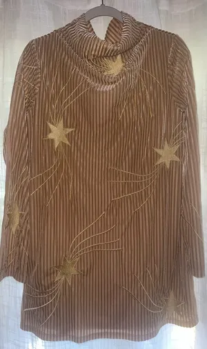 Judith March Onyx Starlet Dress tan Velvet Shooting Star Mini 70’s Boho Small thumbnail 1