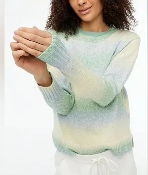 J. Crew Factory Space-dyed crewneck sweater (Sz XL) Blue & Green Ombré Cotton thumbnail 1