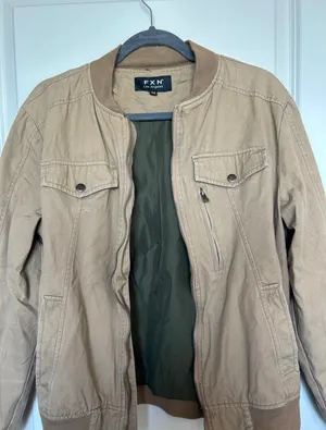 FXN Tan Bomber Jacket Size M thumbnail 4