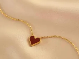 Love heart pendant necklace adjustable red heart Necklace for women thumbnail 2
