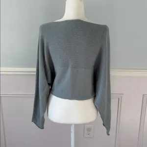 M. Rena Off-the-Shoulder Light Blue Sweater Sz Small Ribbed Oversized Cropped thumbnail 8