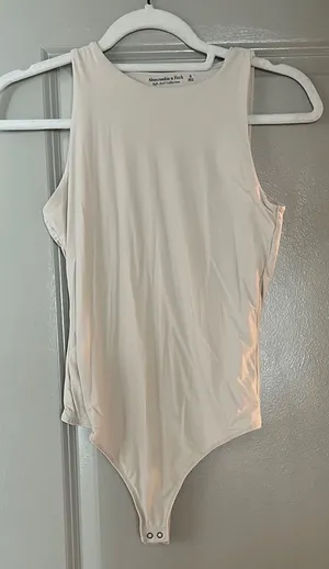 Abercrombie & Fitch Cream Sleeveless Bodysuit thumbnail 1