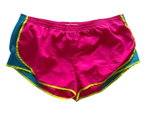 Derek Heart Neon Pink Blue Running Shorts XXL Built In Brief Y2K thumbnail 1