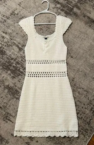 Outfitters Crochet White Mini Dress thumbnail 6