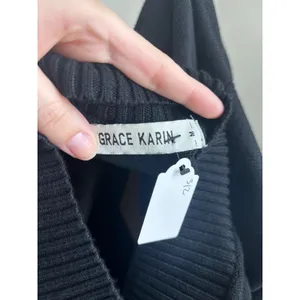 Grace‎ Karin Black Peplum Cardigan Ribbed Shawl Collar Toggle Button Sweater M thumbnail 3