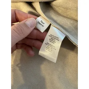 T Tahari Faux Leather Shacket Jacket Shirt Cream Beige Pockets Women's Large thumbnail 3