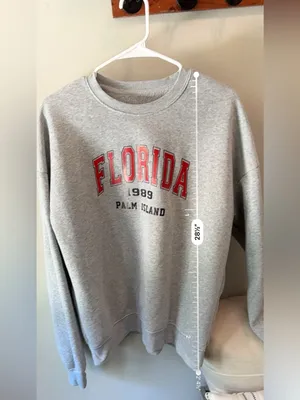 Women’s Small Gray Florida 1989 Palm Island Graphic Sweatshirt Pullover thumbnail 6
