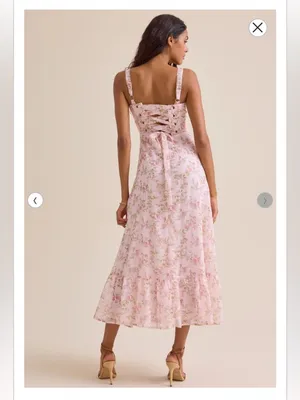 NWT Altar'd State Pink Floral Square-Neck Maxi Dress with Side Slit thumbnail 5