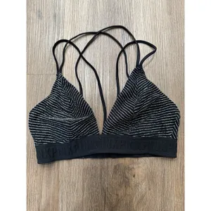 Victoria's Secret‎ Bra Medium Black Unlined Wirefree Silver Stripe Logo thumbnail 3