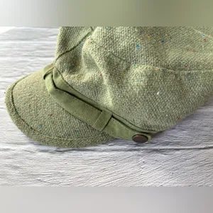 Vintage Speckled Green Tweed Wool Cap Hat thumbnail 3