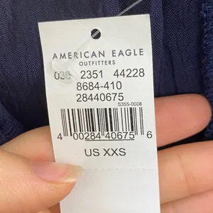 American Eagle Embroidered Navy Off-the-Shoulder Cold Shoulder Top NWT AE ! New thumbnail 10