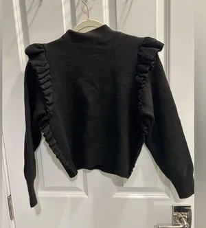 Topshop Black Ruffle Sweater thumbnail 3