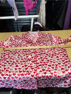 Lilac + London Pink Hearts Satin Shortie Pajama Set Size M NWT thumbnail 14