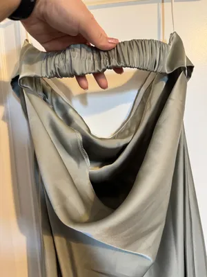 Amazon Sage green satin strapless dress thumbnail 5