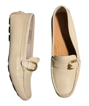 Rockport Bayview Ivory Pebbled Leather Driving Moccasin Loafers Sz 7.5 NWB thumbnail 1
