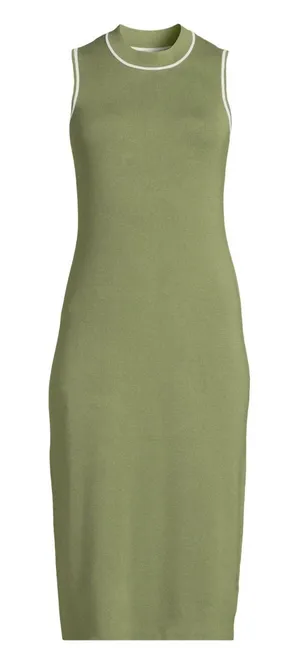 Free Assembly Womens Sweater Size L Bay Leaf Knit Midi Dress Sleeveless Casual thumbnail 1