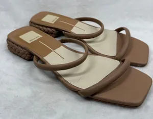 Dolce Vita Paily Cafe Tan‎ Braided Block Heel Square Toe Slide Sandals Est 11 thumbnail 1