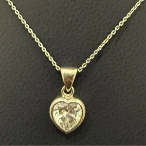925 Sterling Silver Heart Clear CZ Pendant Necklace 4g. thumbnail 13