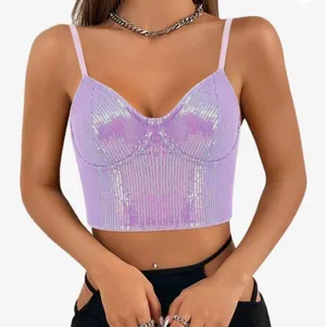 sparkly purple crop top Size M thumbnail 1