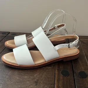 COS Sandals‎ Double Strap Flat White Leather Size US 8 thumbnail 7