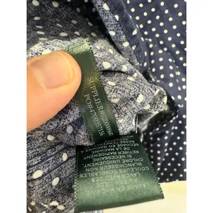 LAUREN RALPH LAUREN Navy White Polka Dot 3/4 Sleeve Button Up Shirt size P XS thumbnail 6