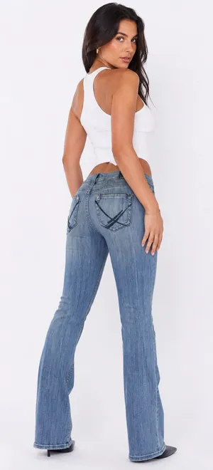 Vanity Y2K Low Rise Bootcut Jeans Light Wash Stretch Denim Flare Jeans thumbnail 1