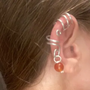 New 3 Piece Set Wire Ear Cuffs With Agate Crystal Stone Bead Charm thumbnail 2