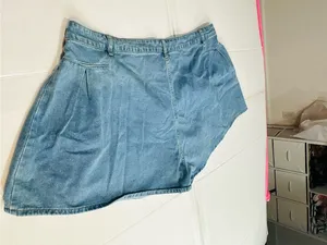 Cider Light Blue Flared Denim Shorts thumbnail 6