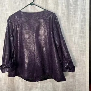 Susan Graver Style purple Croc Embossed Faux Leather Zip Front Jacket Womens 1X thumbnail 7