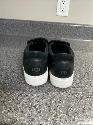 UGG Black Suede Slip-On Platform Loafers thumbnail 3