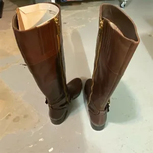 Michael Kors Women's Brown Leather Riding Boots Size 7 Knee High Zip thumbnail 2