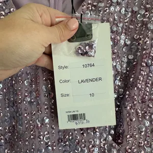 Mac Duggal Sequin Long Puff Sleeve Cocktail Midi in‎ Lavender- NWT thumbnail 6