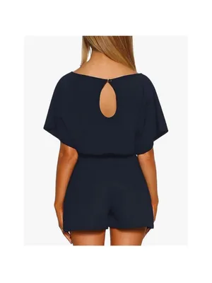 NEW Romper Keyhole Back Romper M NO BELT Blue Size M thumbnail 2