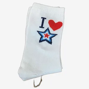 NWT USA Patriotic July 4th Socks 250 Stars Hearts Red White & Blue Womens OS thumbnail 4