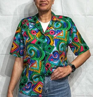 Nicola Green Geometric Vintage Button Down Sz 10 thumbnail 5