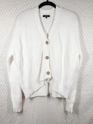 Quince White Organic Cotton Fisherman Boxy‎ Cropped Cardigan thumbnail 2