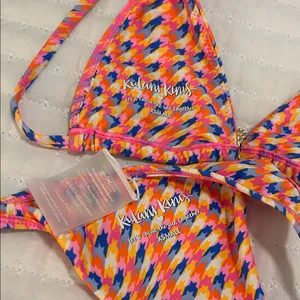Kulani Kinis Multicolor Pink Orange Blue Triangle Bikini thumbnail 3