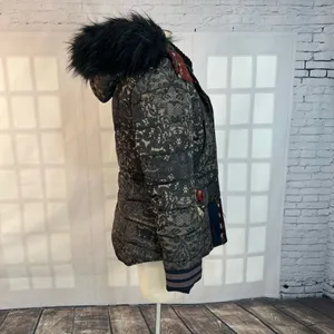 Desigual Badajoz lace print beaded embroidered puffer coat size 38 or US small thumbnail 9