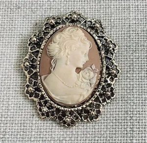 Vintage goddess statue dual purpose cameo brooch pendant thumbnail 1