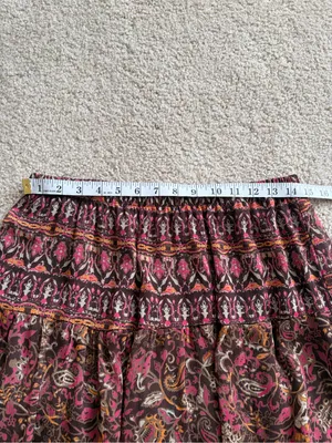 Y2K Boho Paisley Tiered Maxi Skirt bohemian boho beach Brown Pink size small thumbnail 10
